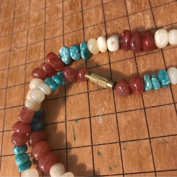 Amazonite Citrine Carnelian Necklace 22”L Handmade Polished Stone - Picture 3 of 3